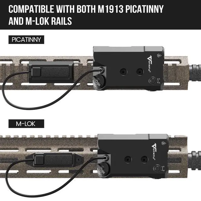 Alt view image 3 of 7 - V845 Green Laser/Light Combo Compatible with M-LOK Picatinny Rail, 2000 Lumens LED Flashlight and Laser Sight with Pressure Switch for Rifle and Carbine