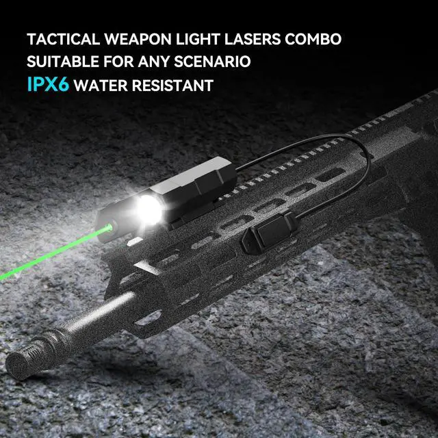 Alt view image 7 of 7 - V845 Green Laser/Light Combo Compatible with M-LOK Picatinny Rail, 2000 Lumens LED Flashlight and Laser Sight with Pressure Switch for Rifle and Carbine