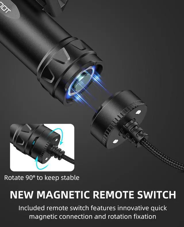 Alt view image 3 of 7 - 2500 Lumens Rifle Flashlight with Magnetic Remote Switch | High Lumens Shotgun Flashlight for Picatinny Rail, Rifle Light with Strobe Mode, Ar Flashlight for Home Defense, Hunting