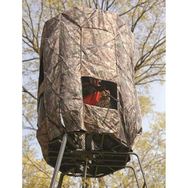 Alt view image 4 of 6 - Full Blind Enclosure 20' Tripod Hunting Deer Stand Cover, Camo