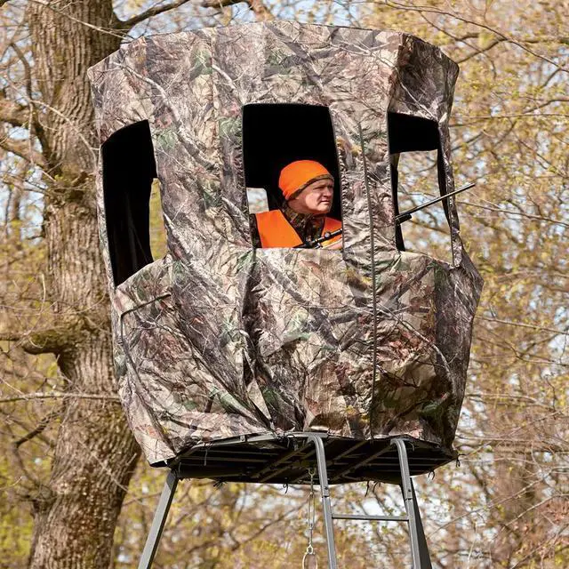 Alt view image 6 of 6 - Full Blind Enclosure 20' Tripod Hunting Deer Stand Cover, Camo