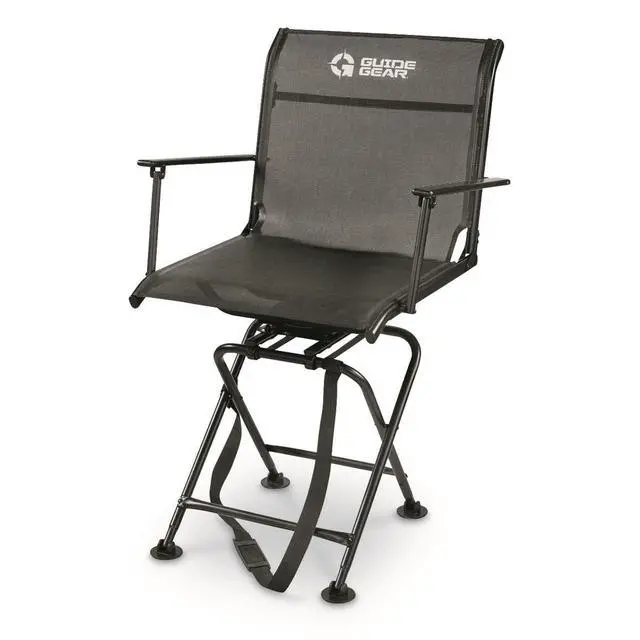 Alt view image 2 of 7 - Big Boy Hunting Blind Chair with Armrests, Portable Folding Seat for Shooting, Comfortable Spin Swivel, 500-lb. Capacity