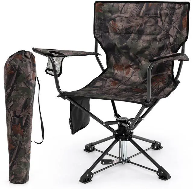 Main image of Hunting Chair, 360 Degree Silent Swivel Blind Chair with Cup Holder, Storage Pocket, Portable Folding Hunting Chairs with Carrying Bag for Blinds, Camping, No Assembly Needed (Camouflage)