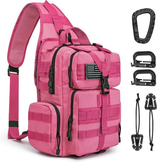 Main image of Large Tactical EDC Sling Bag, Adjustable Holder Backpack for Men | 900D Polyester Durable & Water Resistant, Size: 12.9 * 13.8 * 5.9 Inches, Y strap Tactical storage, Outdoor, Multi Pockets