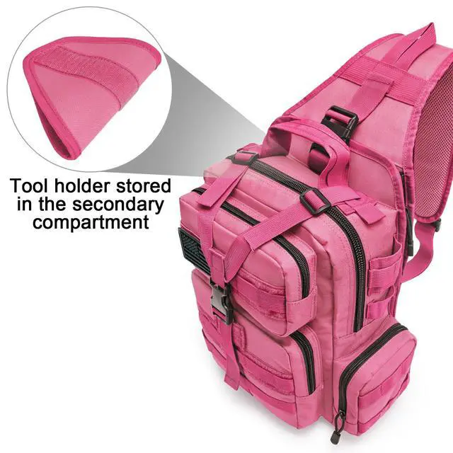 Alt view image 3 of 7 - Large Tactical EDC Sling Bag, Adjustable Holder Backpack for Men | 900D Polyester Durable & Water Resistant, Size: 12.9 * 13.8 * 5.9 Inches, Y strap Tactical storage, Outdoor, Multi Pockets