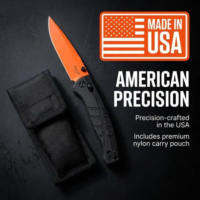 Alt view image 6 of 6 - Hunting Mysto 3.4" Clip Point Manual Folder, Pocket Knife, Black Diamond Richlite Frame, Orange Cerakote Blade - 24414