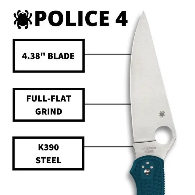 Alt view image 3 of 6 - Police 4 Lightweight Folding Pocket Knife, PlainEdge | 9.97" Overall Length, 4.38" K390 Steel Blade, FRN Handle, Back Lock, Full-Flat Grind