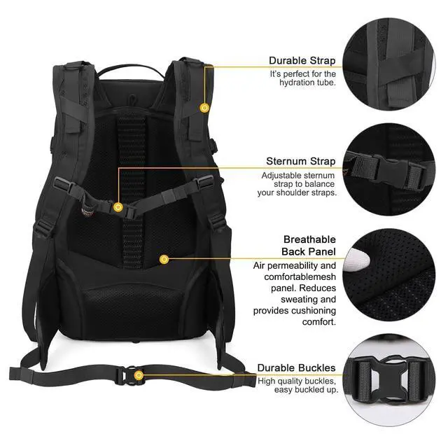 Alt view image 6 of 7 - 35L Molle Tactical Military Backpack for MenCordura Backpack for Hiking,Camping,Survival