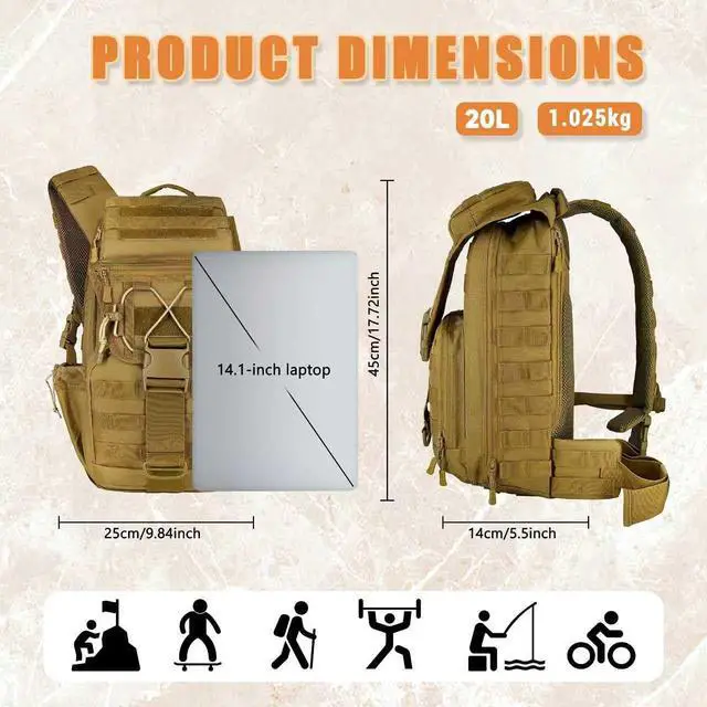 Alt view image 2 of 7 - Large Tactical Sling Bag for Men,Tactical Bag with Bottle Holder, Cross Body Chest Pack Shoulder EDC Bag For Camping Hiking Trekking Daypack