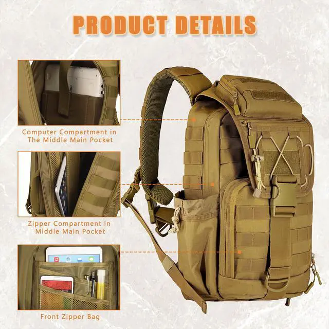 Alt view image 4 of 7 - Large Tactical Sling Bag for Men,Tactical Bag with Bottle Holder, Cross Body Chest Pack Shoulder EDC Bag For Camping Hiking Trekking Daypack