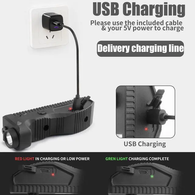 Alt view image 5 of 7 - 1650 Lumens Strobe Function,Light Laser Combo Compatible with M-Lok Rail Surface, Tactical Flashlight and Laser Sight,High Real Lumen,USB-C Rechargeable IIIA Class Laser Power Output 5mW
