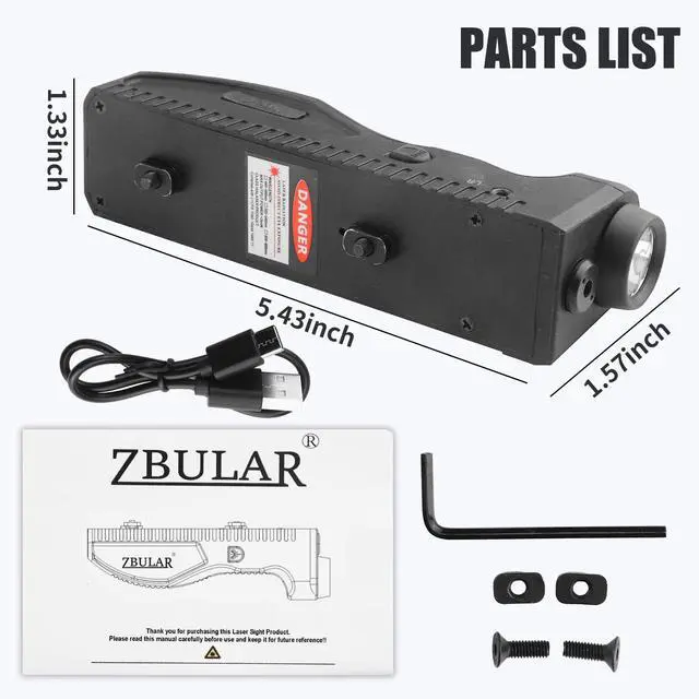 Alt view image 6 of 7 - 1650 Lumens Strobe Function,Light Laser Combo Compatible with M-Lok Rail Surface, Tactical Flashlight and Laser Sight,High Real Lumen,USB-C Rechargeable IIIA Class Laser Power Output 5mW