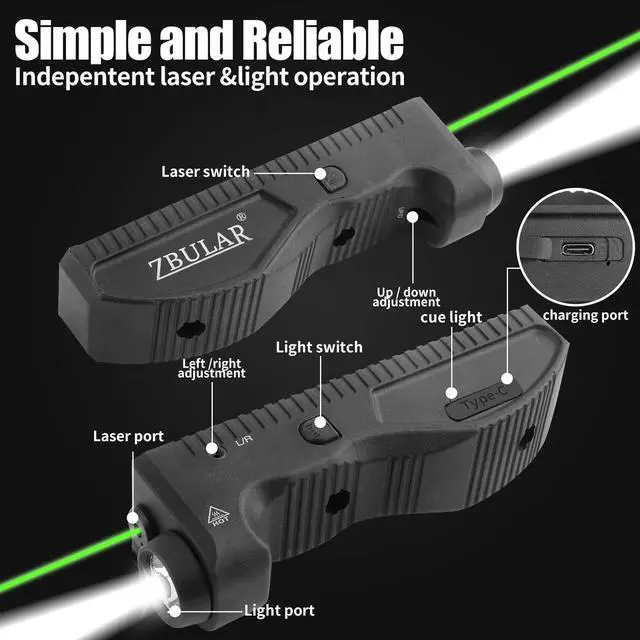 Alt view image 4 of 7 - 1650 Lumens Strobe Function,Light Laser Combo Compatible with M-Lok Rail Surface, Tactical Flashlight and Laser Sight,High Real Lumen,USB-C Rechargeable IIIA Class Laser Power Output 5mW