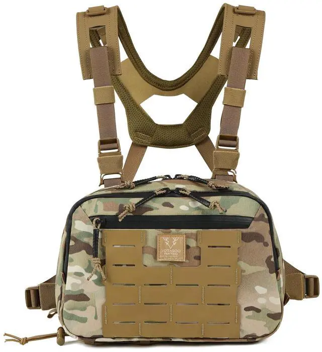 Main image of Tactical Chest Rig Bag, 3L Utility Hypalon Molle Chest Rig With Map Pocket 500D Cordura Chest Bag for Hunting Workouts (Multicam)