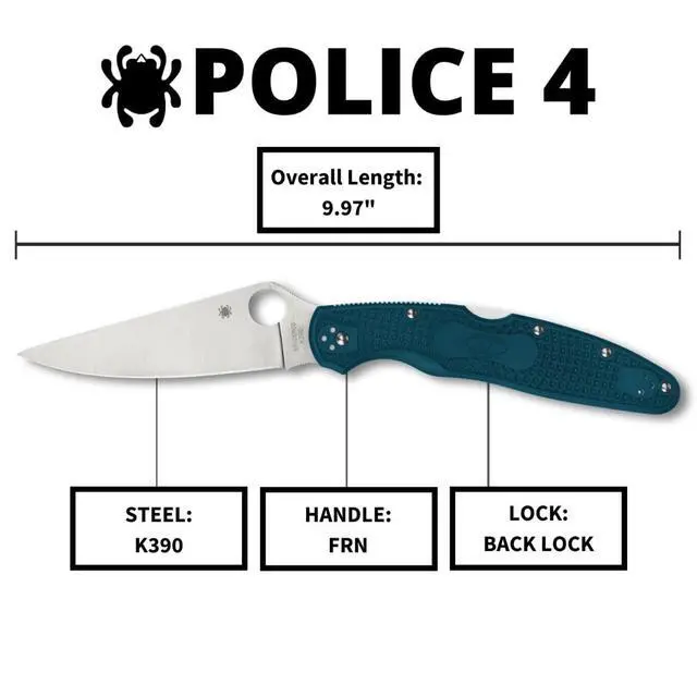 Alt view image 6 of 6 - Police 4 Lightweight Folding Pocket Knife, PlainEdge | 9.97" Overall Length, 4.38" K390 Steel Blade, FRN Handle, Back Lock, Full-Flat Grind