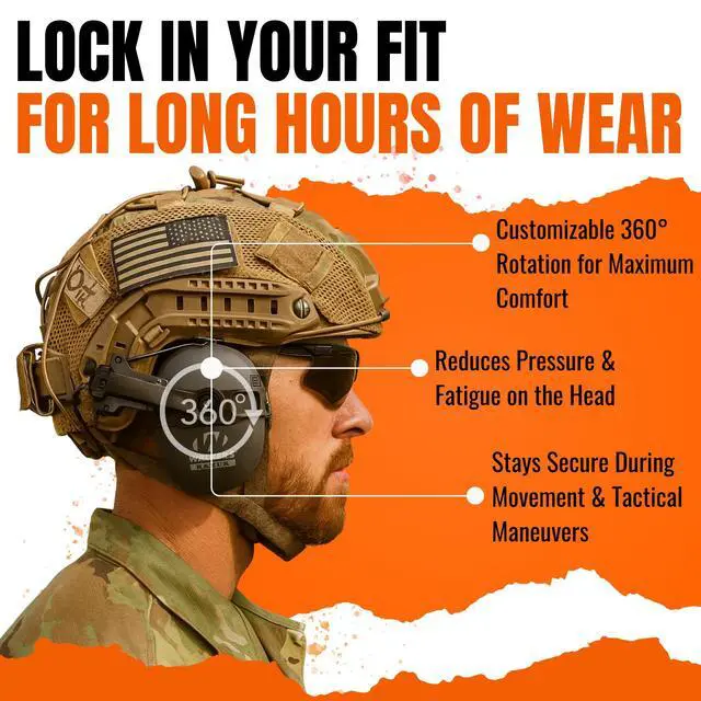 Alt view image 3 of 6 - Tigrett ARC Rail Adapter - Attach Walker's Razor Thin and Howard Leight Impact Sport Earmuffs to Your Helmet Using an Arc Rail, Choose FDE, Black, or Green