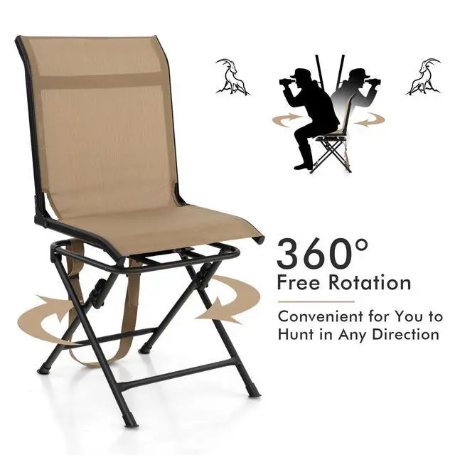 Alt view image 4 of 7 - Hunting Chair, 360 Degree Swivel Hunting Blind Chair with Carry Handle, 330 lbs Capacity, Comfortable, Waterproof, Portable and Silent Folding Dove Hunting Chair for Blinds