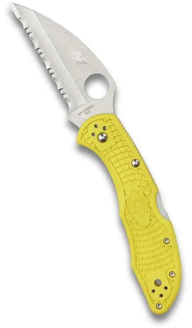 Main image of Salt 2 Wharncliffe Folding Pocket Knife, SpyderEdge | Yellow, 7.15" Overall Length, 2.9" H-2 Steel Blade, FRN Handle, Back Lock, Hollow Grind
