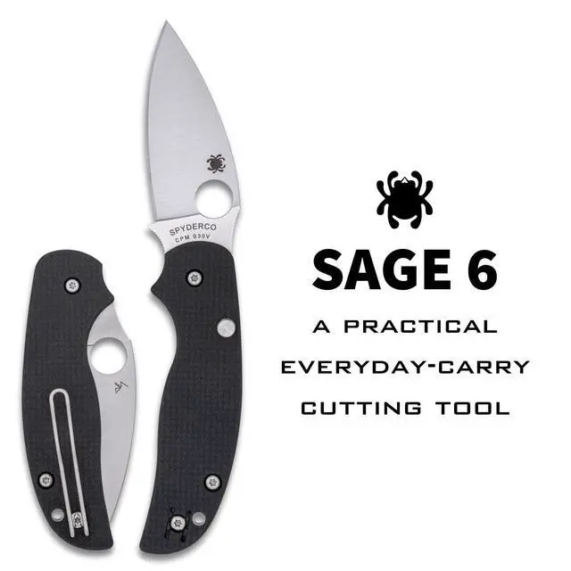 Alt view image 2 of 5 - Sage 6 Folding Knife, PlainEdge | Black, 7.13" Overall Length, 3" CPM S30V Steel Blade, G-10 Handle, Compression Lock, Full-Flat Grind