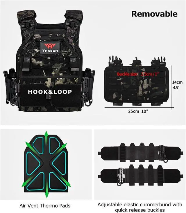 Alt view image 4 of 7 - Tactical Vest for Men Quick Release Laser-Cutting Modular Vest for Outdoor