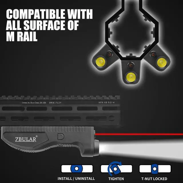 Alt view image 5 of 6 - 1650 Lumens Strobe Function,Light Laser Combo, Flashlight and Red Laser Sight,High Real Lumen,USB-C Rechargeable IIIA Class Laser Power Output 5mW