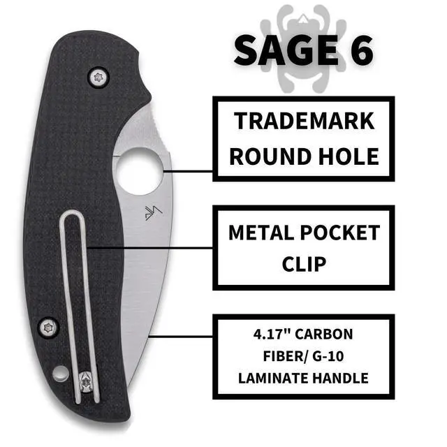 Alt view image 4 of 5 - Sage 6 Folding Knife, PlainEdge | Black, 7.13" Overall Length, 3" CPM S30V Steel Blade, G-10 Handle, Compression Lock, Full-Flat Grind