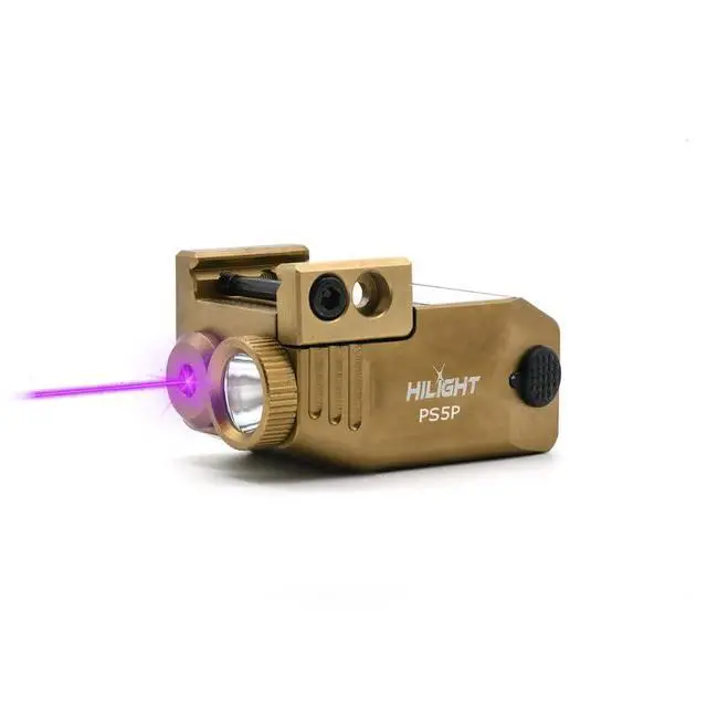 Alt view image 2 of 6 - Tactical PS5P TAN - 500 Lumen Strobe Flashlight & Purple Laser with Aircraft Aluminum & Magnetic Charger, Rail Light & Laser Class IIIA, <5mW