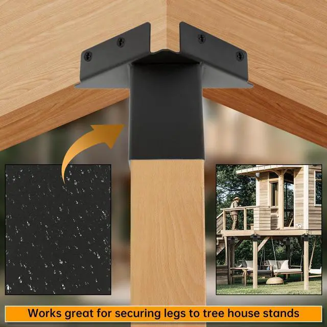 Alt view image 3 of 7 - Deer Stand Brackets 4x4 Deer Blind Brackets, 4Pcs Compound Angle | Platform Bracket for Deer Hunting, Shooting Shack, Observation Decks, Tree Houses, Swing Sets, Outdoor Platforms