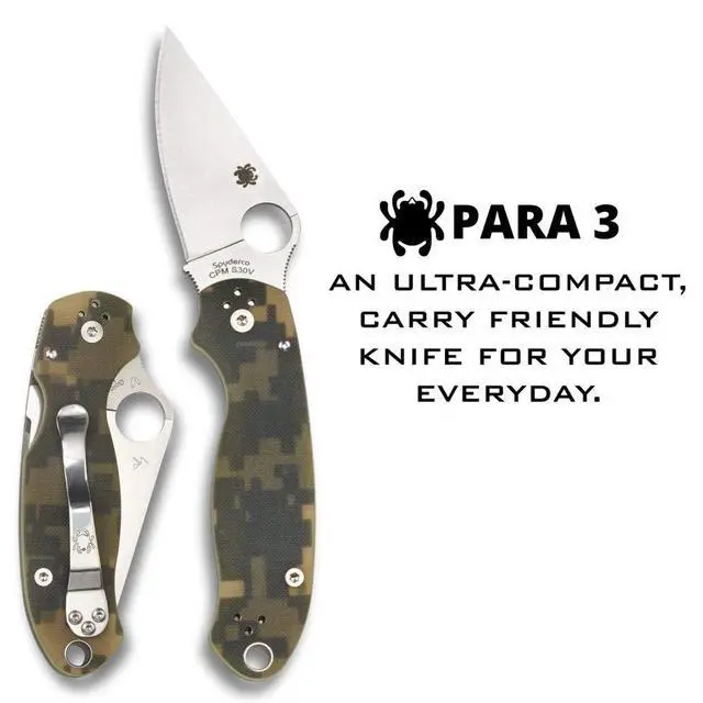 Alt view image 2 of 7 - Para 3 Camo 7.24" Signature Knife with 2.95" Stainless Steel Blade and Durable G-10 Handle - PlainEdge Serration - C223GPCMO