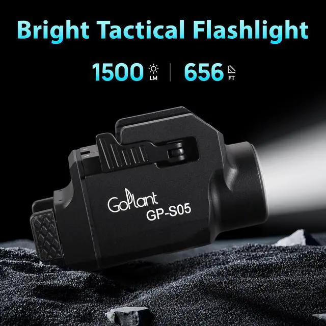 Alt view image 5 of 7 - 1500 Lumens Compact Pistol Flashlight, Aluminum Alloy Picatinny Flashlights Weapon Light, Subcompact Tactical Pistol Lights,LED White Light for Handgun, Rechargeable Gun Light