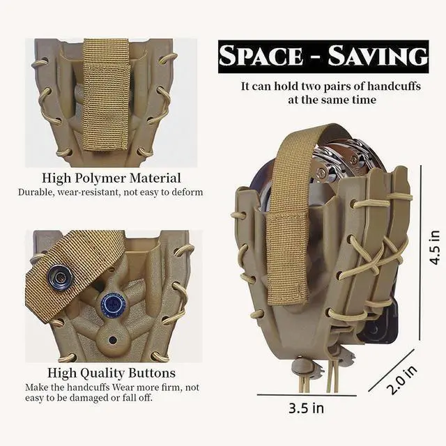 Alt view image 2 of 6 - Double Handcuff Holster, Open Top Handcuff Case, Law Enforcement Cuff Pouch for Duty Belt/MOLLE Tactical Vest