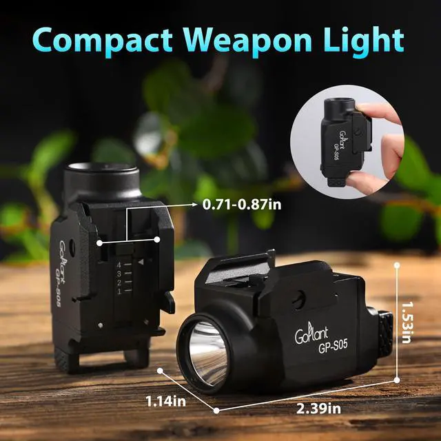 Alt view image 7 of 7 - 1500 Lumens Compact Pistol Flashlight, Aluminum Alloy Picatinny Flashlights Weapon Light, Subcompact Tactical Pistol Lights,LED White Light for Handgun, Rechargeable Gun Light