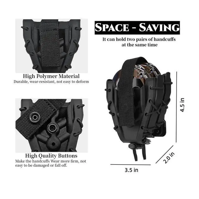 Alt view image 2 of 6 - Double Handcuff Holster, Open Top Handcuff Case, Law Enforcement Cuff Pouch for Duty Belt/MOLLE Tactical Vest