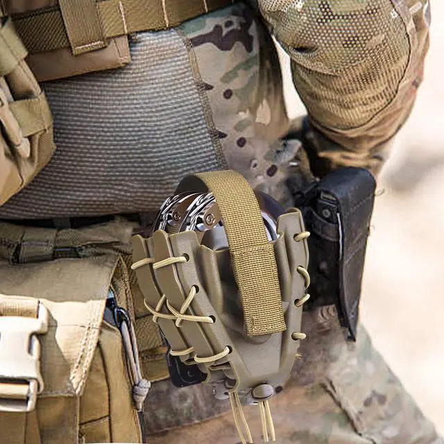 Alt view image 6 of 6 - Double Handcuff Holster, Open Top Handcuff Case, Law Enforcement Cuff Pouch for Duty Belt/MOLLE Tactical Vest