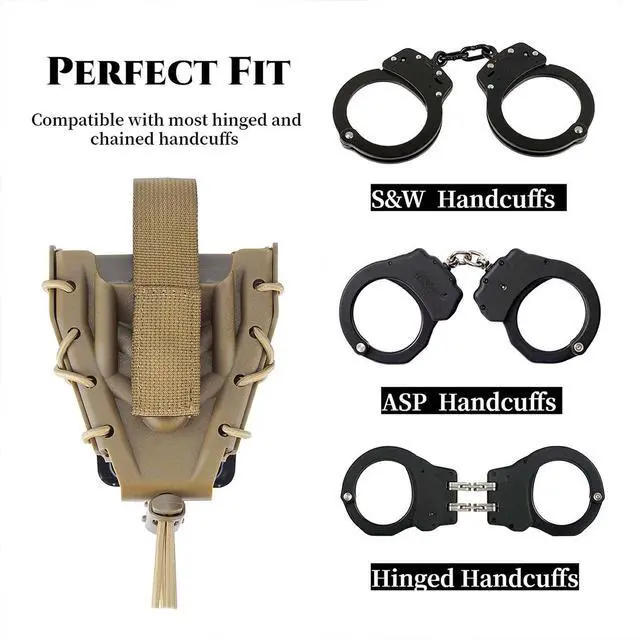 Alt view image 4 of 6 - Double Handcuff Holster, Open Top Handcuff Case, Law Enforcement Cuff Pouch for Duty Belt/MOLLE Tactical Vest