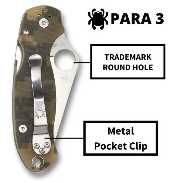Alt view image 5 of 7 - Para 3 Camo 7.24" Signature Knife with 2.95" Stainless Steel Blade and Durable G-10 Handle - PlainEdge Serration - C223GPCMO