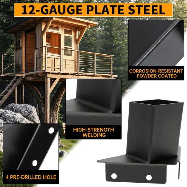 Alt view image 7 of 7 - Deer Stand Brackets 4x4 Deer Blind Brackets, 4Pcs Compound Angle | Platform Bracket for Deer Hunting, Shooting Shack, Observation Decks, Tree Houses, Swing Sets, Outdoor Platforms