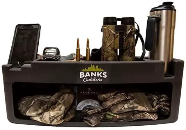 Main image of Blind Storage Wall Shelf with Rubber Lined Shelves and Stump Light for Banks Stump Blind, Hunting Gear, and Personal Belongings
