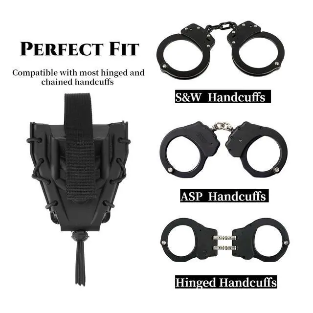 Alt view image 4 of 6 - Double Handcuff Holster, Open Top Handcuff Case, Law Enforcement Cuff Pouch for Duty Belt/MOLLE Tactical Vest