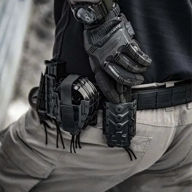 Alt view image 6 of 6 - Double Handcuff Holster, Open Top Handcuff Case, Law Enforcement Cuff Pouch for Duty Belt/MOLLE Tactical Vest