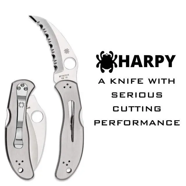 Alt view image 2 of 5 - Harpy Folding Pocket Knife with 2.7" VG-10 Steel Blade and Stainless Steel Handle - EDC Knife for Men and Women, Perfect for Hunting, Tactical, Camping, Survival, Hiking - SpyderEdge - C08S