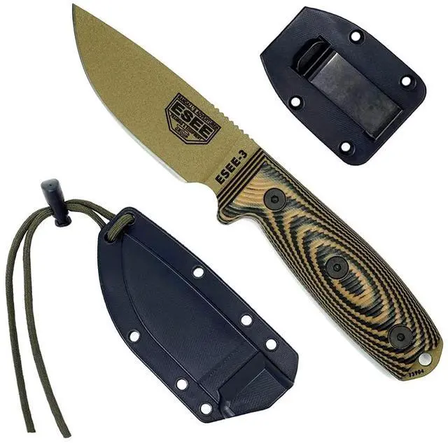 Main image of 3 1095 Carbon Steel, Black Sheath (Dark Earth Blade, Coyote/Black G-10 3D Handle)