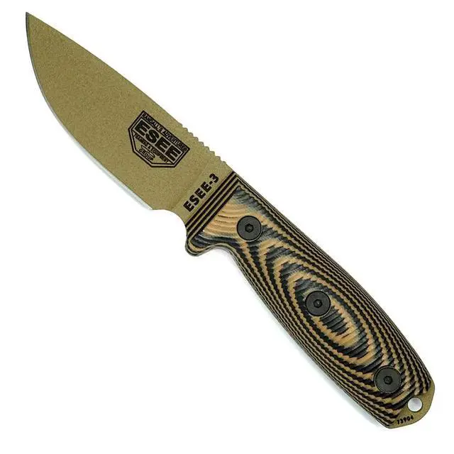 Alt view image 2 of 6 - 3 1095 Carbon Steel, Black Sheath (Dark Earth Blade, Coyote/Black G-10 3D Handle)