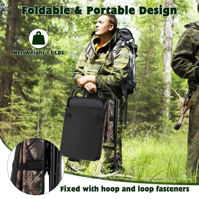 Alt view image 5 of 7 - Hunting Chair, 360 Degree Swivel Hunting Blind Chair w/ 3 Oversized Duck Feet & Camo Padded Cushion, 330 LBS Silent Waterproof Rustproof Folding Ground Blind Hunting Seat Stool for Outdoors