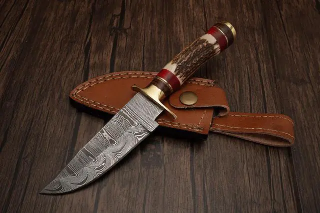 Alt view image 5 of 6 - Set of 5 Handmade Personalized Damascus Knife set for Groomsmen gifts | Groomsman Gifts for Wedding, Groomsmen Proposal Gifts