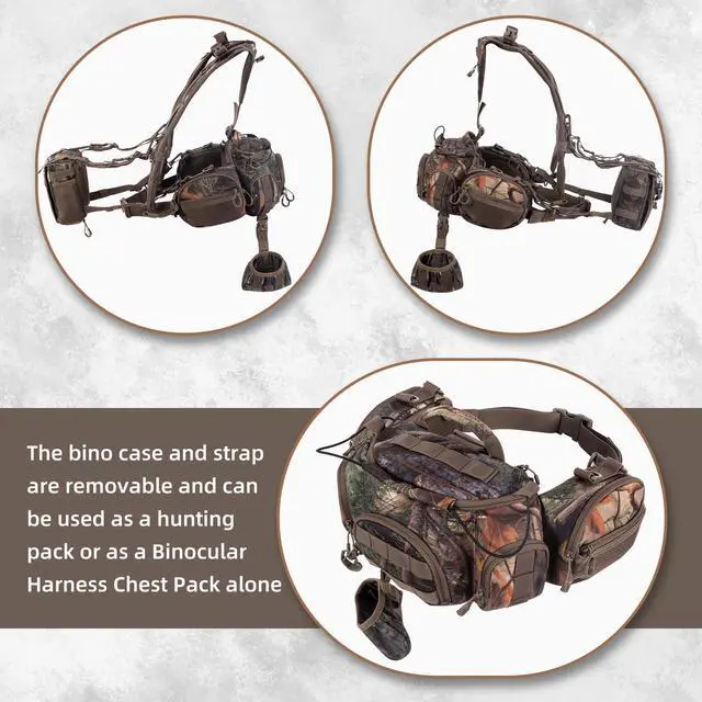Alt view image 6 of 7 - Hunting Backpack Hunting Fanny Pack with Harness Pouch,Turkey Hunting fanny Pack, Binocular Harness houlder-Supported Waist pack for Bow Rifle