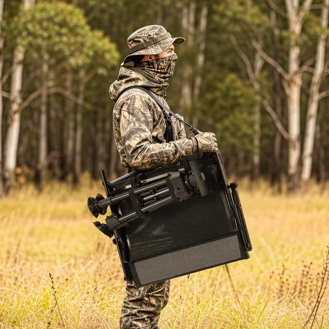 Alt view image 2 of 7 - 360° Silent Swivel Hunting Blind Chair with Bottle Holder, Padded Seat, Adjustable Height, Foldable Portable Outdoor Hunting & Fishing Chair
