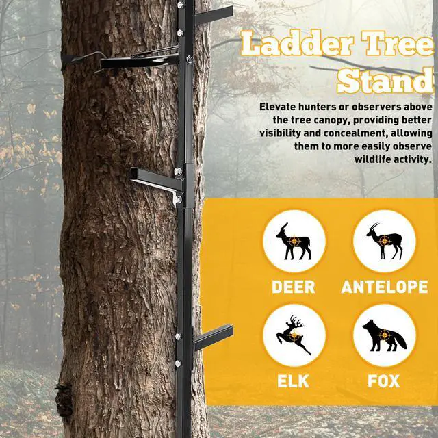 Alt view image 2 of 7 - 20 ft Climbing Sticks for Hunting, Treestand Climbing Sticks Ladder for Tree Stands & Deer Stand Double Step Steel Black