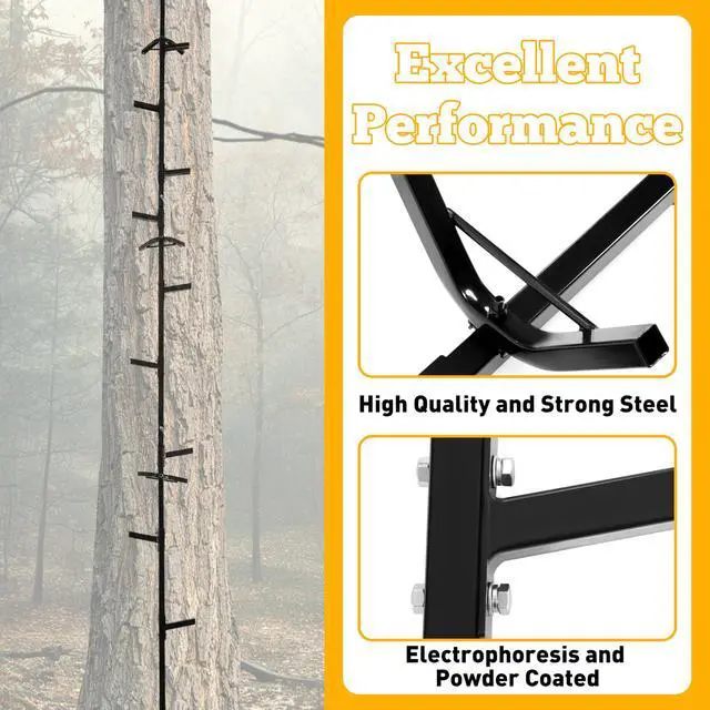 Alt view image 3 of 7 - 20 ft Climbing Sticks for Hunting, Treestand Climbing Sticks Ladder for Tree Stands & Deer Stand Double Step Steel Black