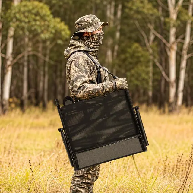 Alt view image 2 of 7 - 360° Silent Swivel Hunting Blind Chair with Bottle Holder, Padded Seat, Adjustable Height, Foldable Portable Outdoor Hunting & Fishing Chair